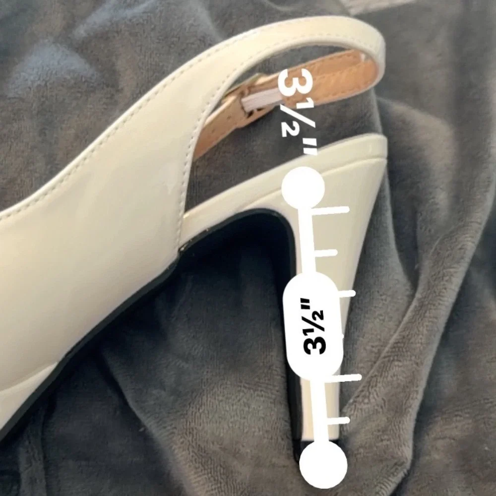 Ivory Cream Patent Slingback Peep Toe Platform Stiletto Pumps Sz 6 CN37 NEW - Picture 14 of 14